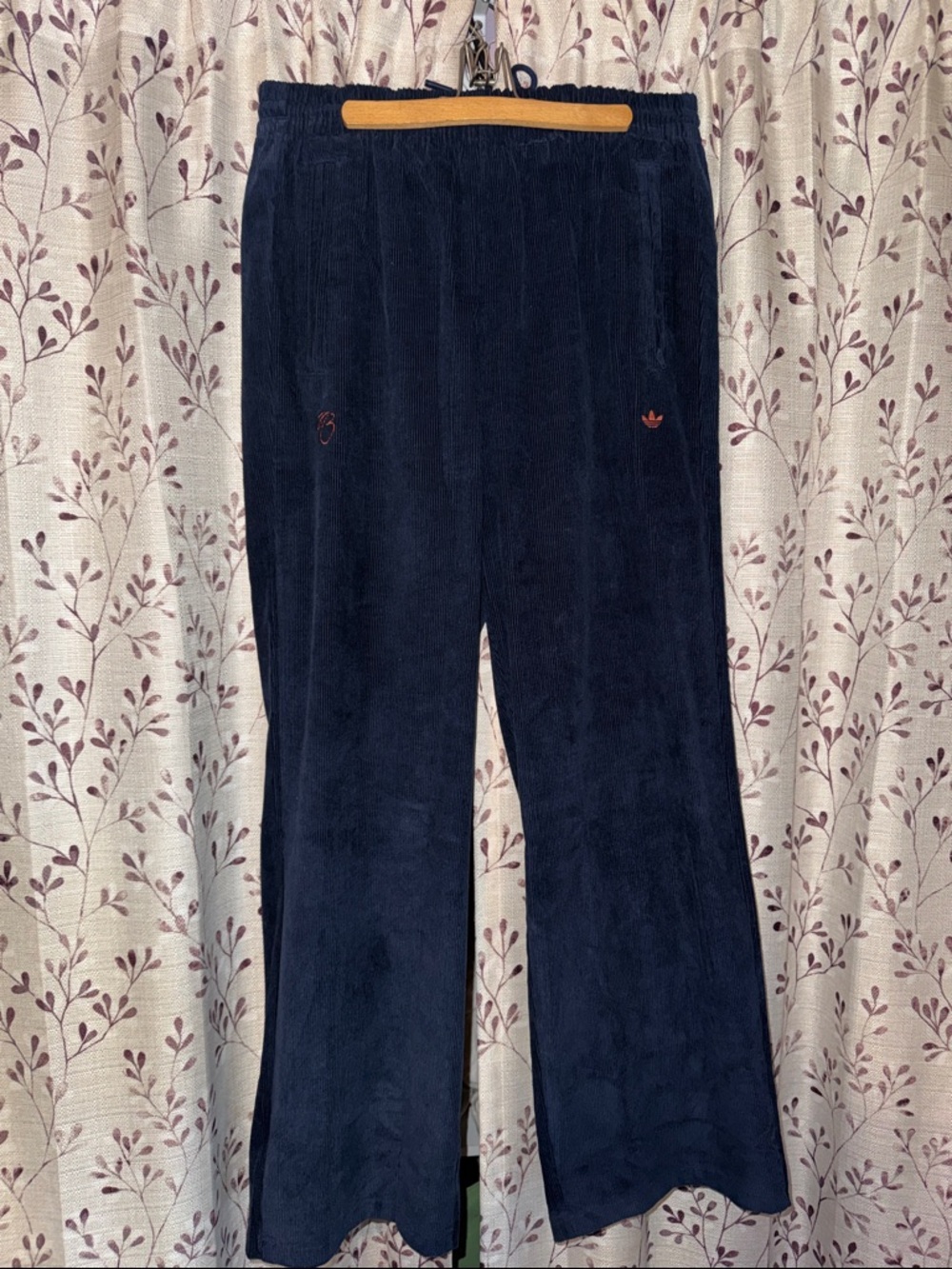 Adidas Navy Corduroy Wide-Leg Pants